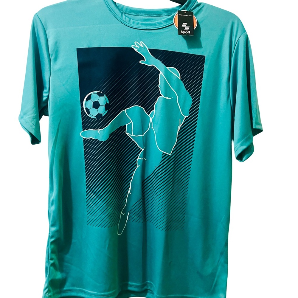 teal soccer dry fit boys Aqua Soccer ⚽ Graphic Tee